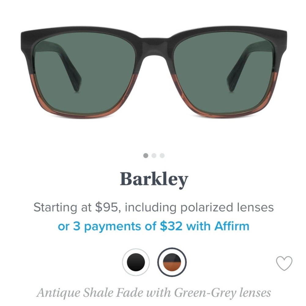 NWOT Non-Rx Warby Parker Barkley Sunglasses